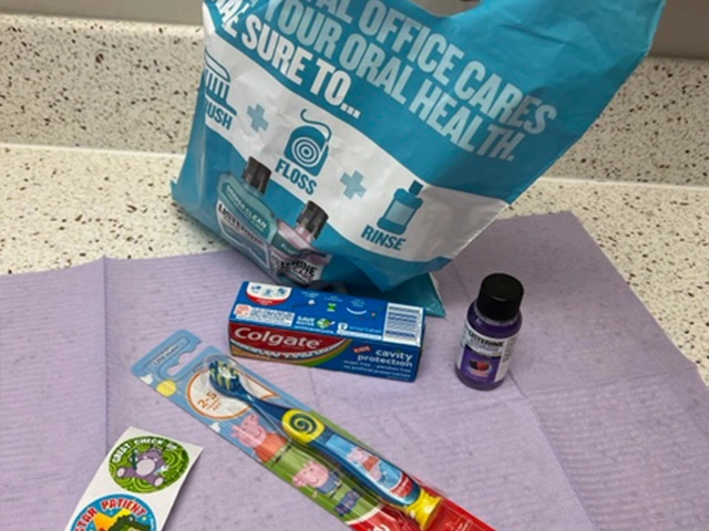Child receiving a prize after a successful dental appointment